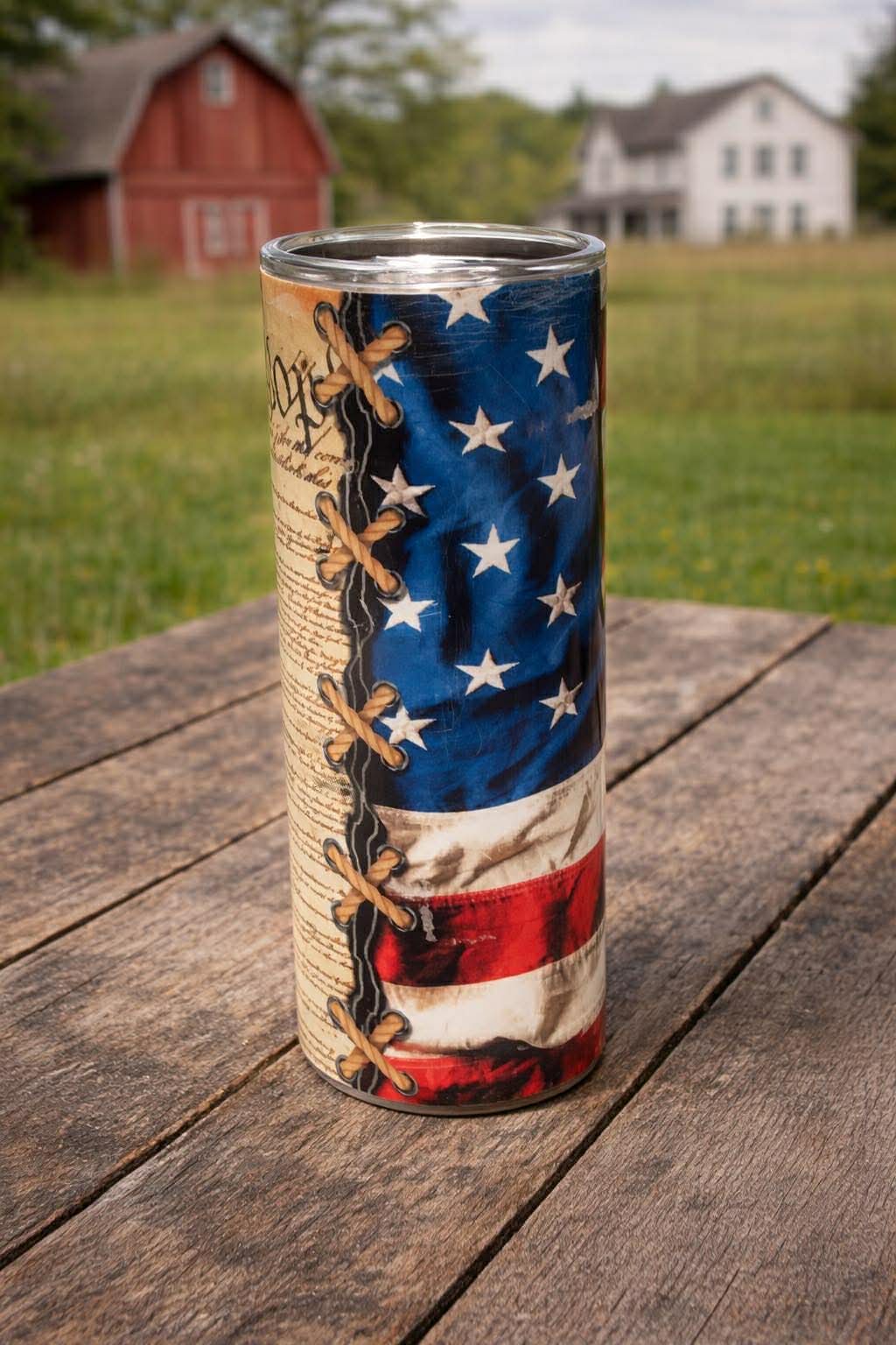 Patriotic American Flag 20oz Skinny Tumbler