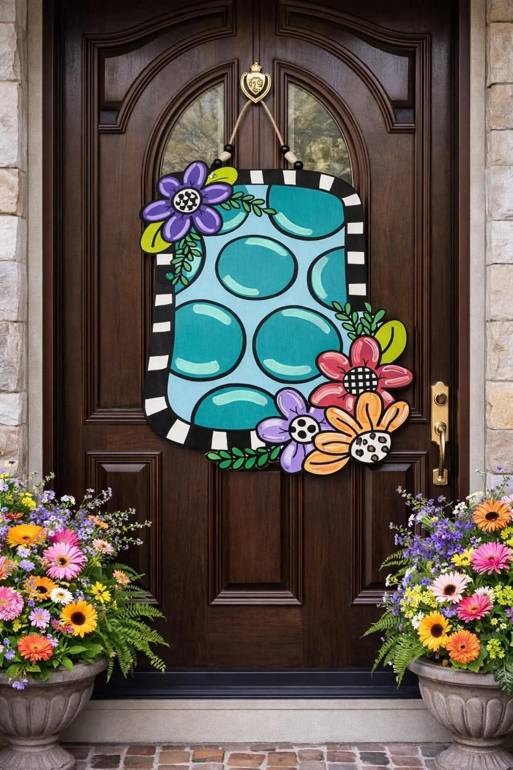 Custom Name Floral Door Hanger