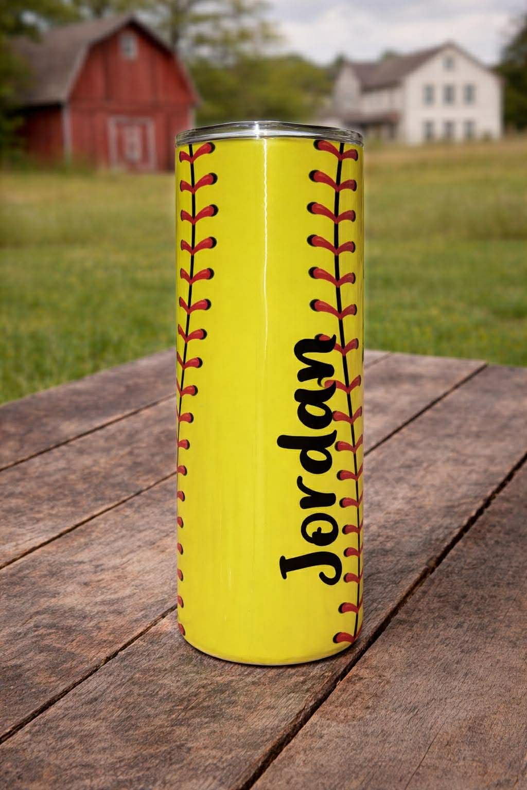 Custom Name Softball 20oz Skinny Tumblers