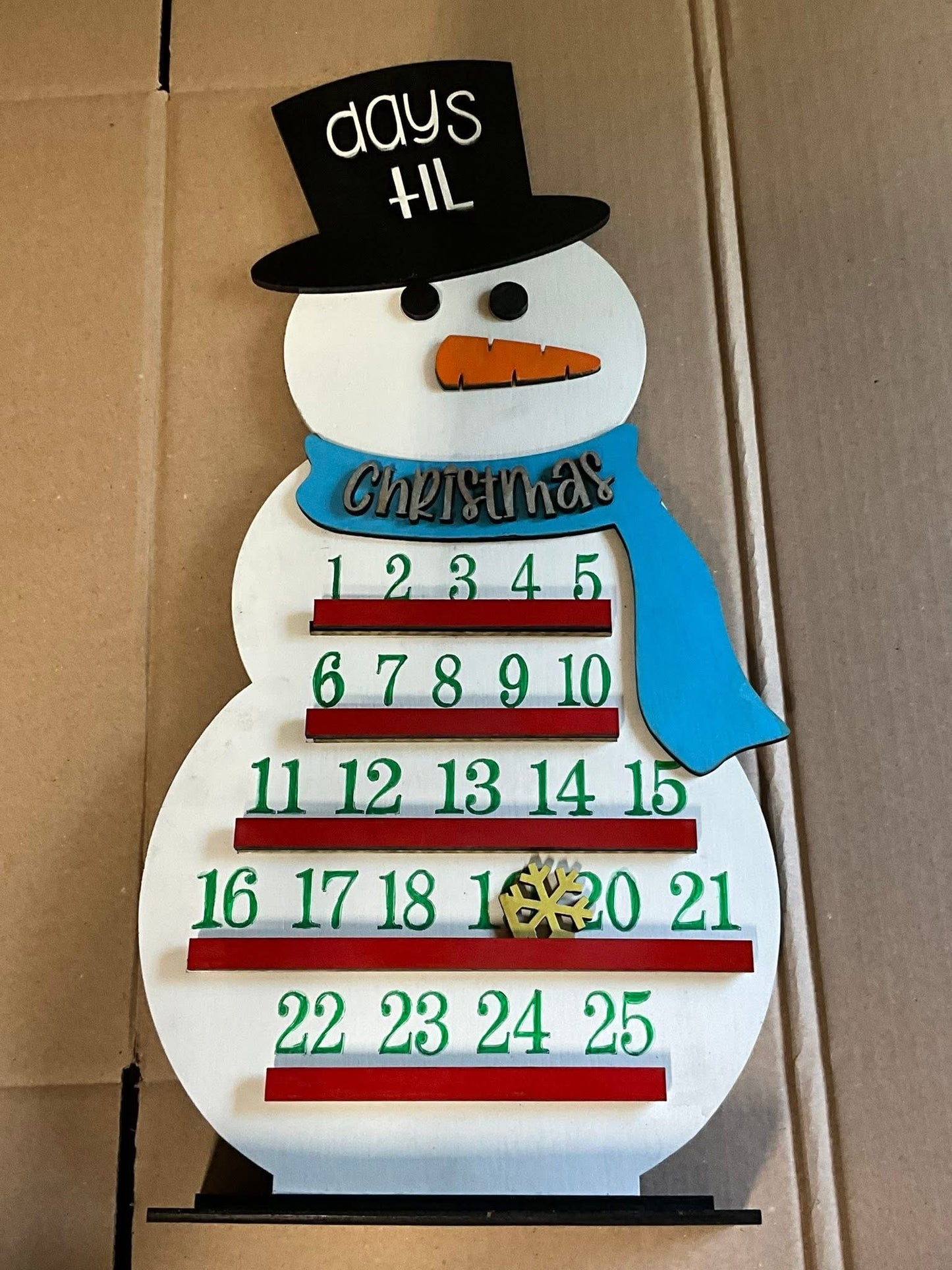 Snowman Christmas Advent Calendar Shelf Sitter