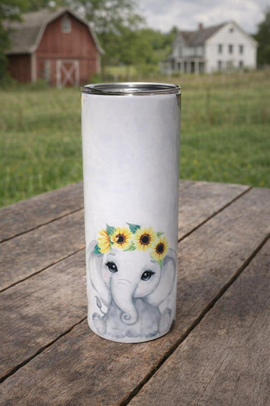 Sunflower Elephant 20oz Skinny Tumblers