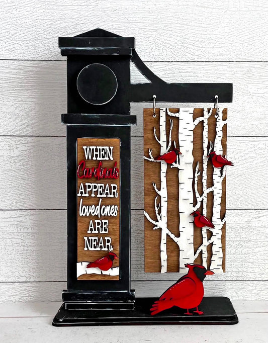 Handmade Wooden Cardinal Memorial Post Sign – "When Cardinals Appear Loved Ones Are Near" Remembrance Decor