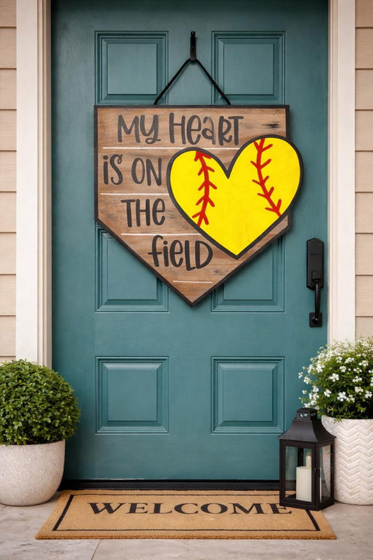 My Heart Is on the Field Sign - Softball