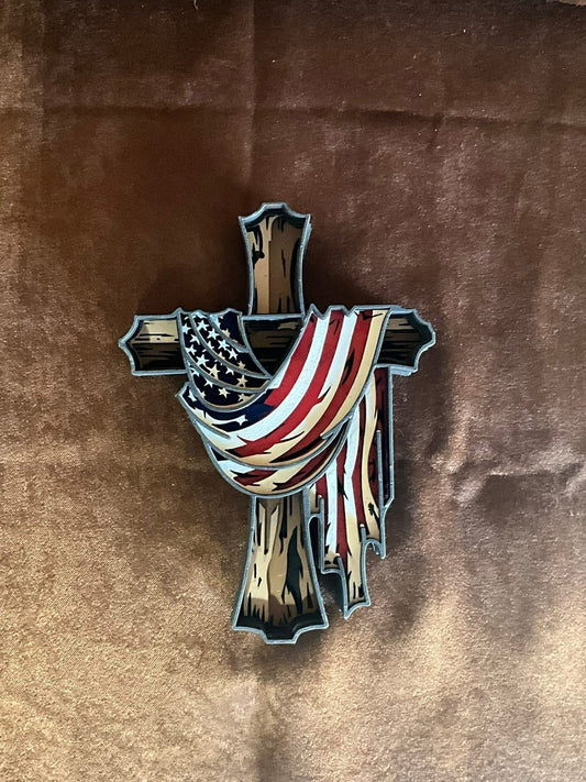 Layered Patriotic Cross