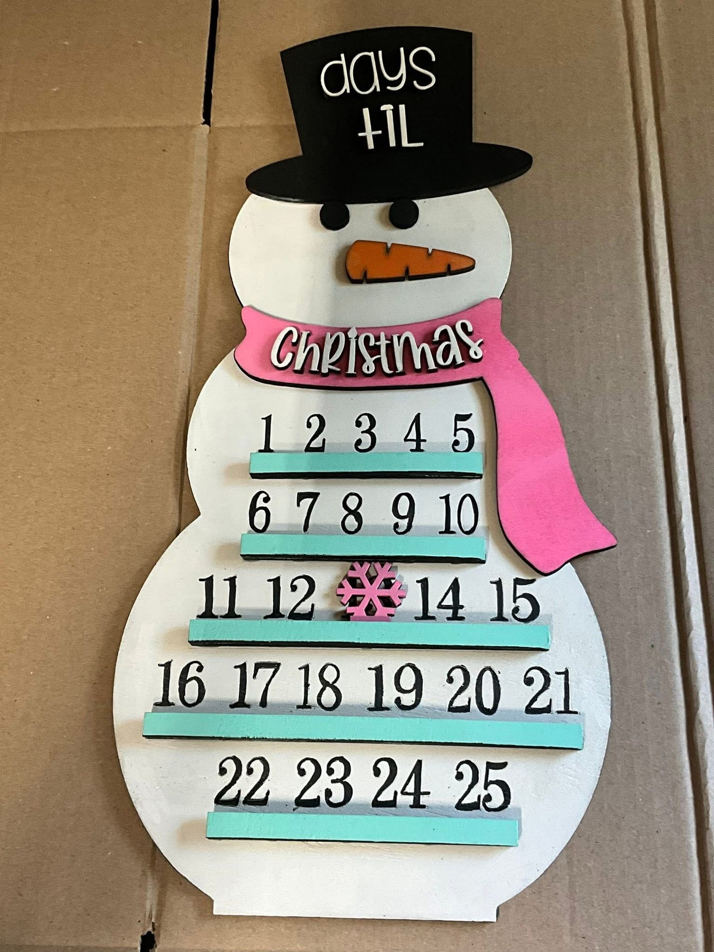 Snowman Christmas Advent Calendar Shelf Sitter