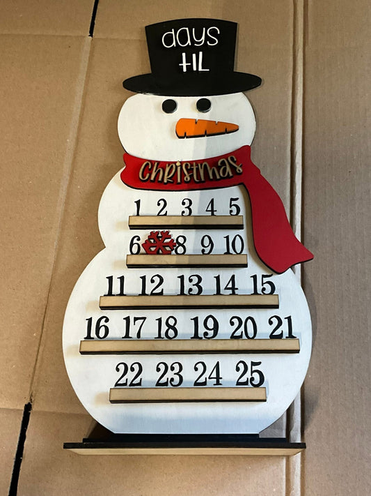 Snowman Christmas Advent Calendar Shelf Sitter