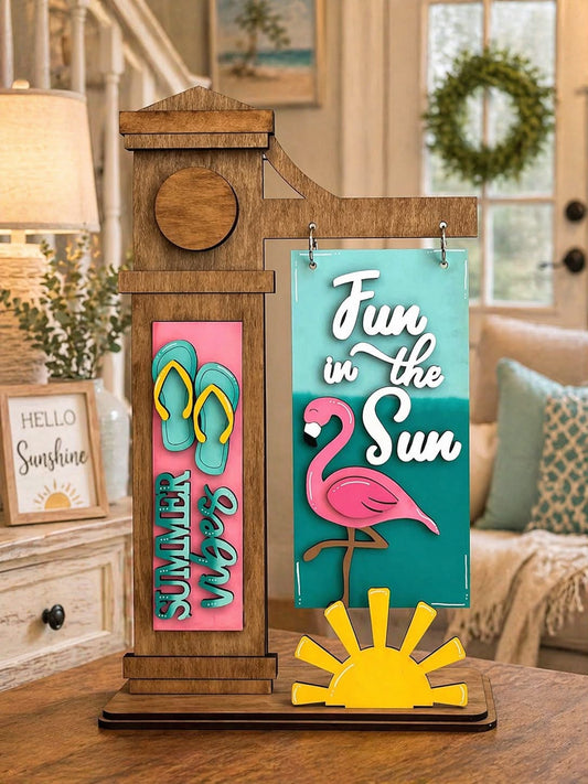 Fun in the Sun Flamingo – Interchangeable Sign Post