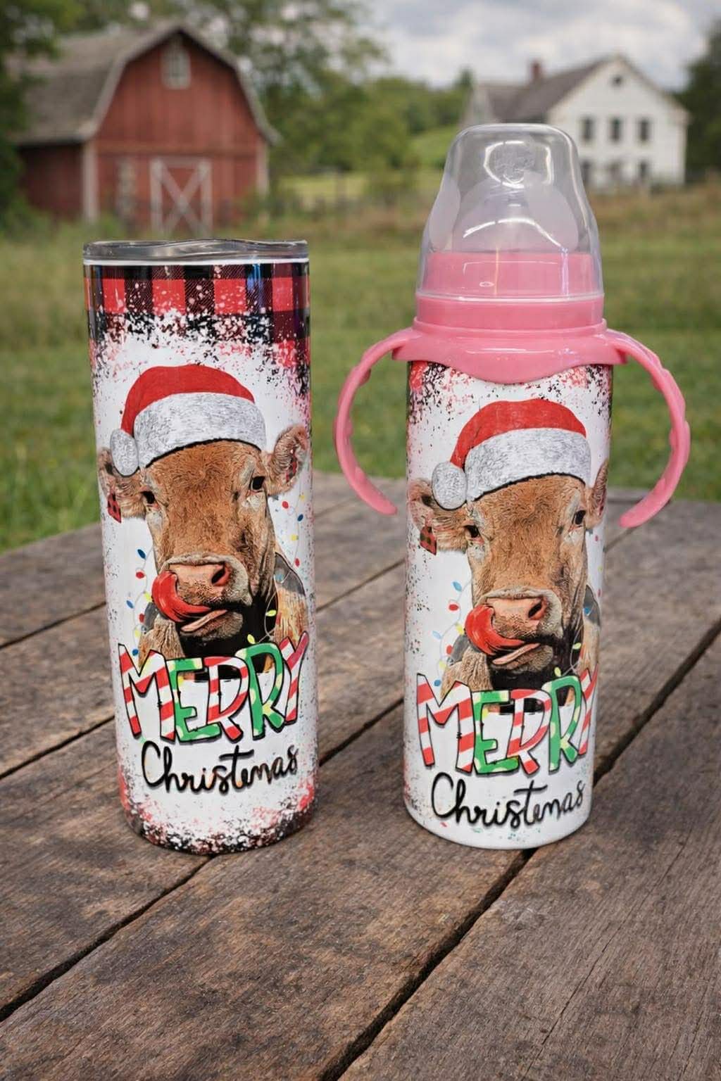 Christmas Cow 20oz Skinny Tumblers